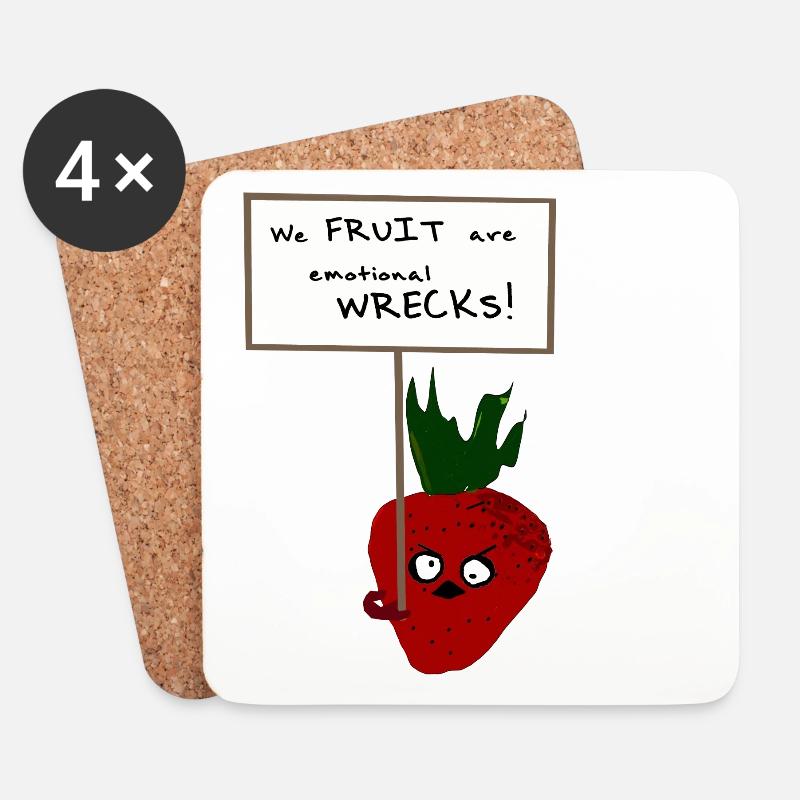 Strawberry Protesting Vegans - Coasters (set of 4) - white
