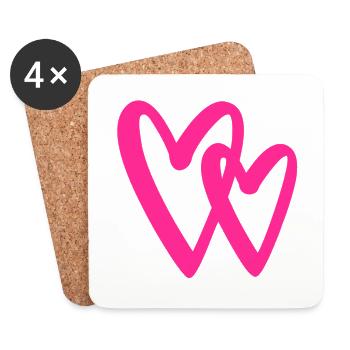 Simple Love Hearts Pink - Valentine's Romantic - Coasters (set of 4) - white - Front