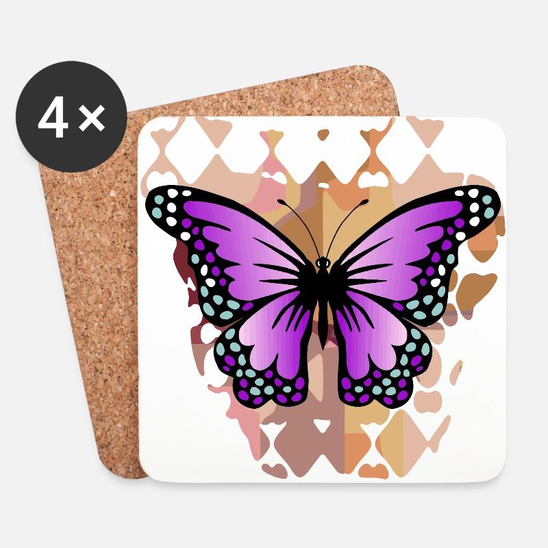 Schmetterling - Untersetzer (4er-Set) - Weiß