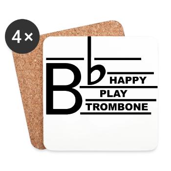 Be Happy Trombone - Coasters (set of 4) - white - Front