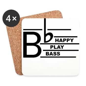 Be happy bass - Coasters (set of 4) - white - Front