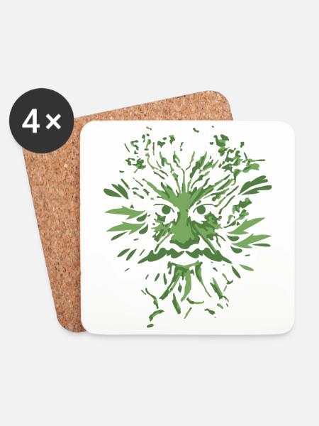 Celtic symbols Green man gift idea - Coasters (set of 4) - white