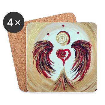 Le cœur du bonheur - Dessous de verre (lot de 4) - blanc - Devant