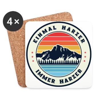 Einmal Harzer, Immer Harzer - Untersetzer (4er-Set) - Weiß - Vorne