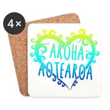 Maori Aroha Aotearoa Siver Remote Heart Gift Idea - Coasters (set of 4) - white - Front
