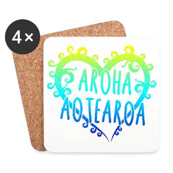Maori Aroha Aotearoa Siver Fern Herz-Geschenkidee - Untersetzer (4er-Set) - Weiß - Vorne