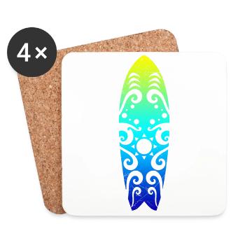 Maori Surfboard Sun Waves Tribal Tattoo Gift - Coasters (set of 4) - white - Front
