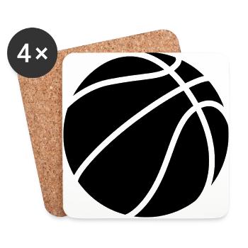 Basket-ball logo noir - Dessous de verre (lot de 4) - blanc - Devant