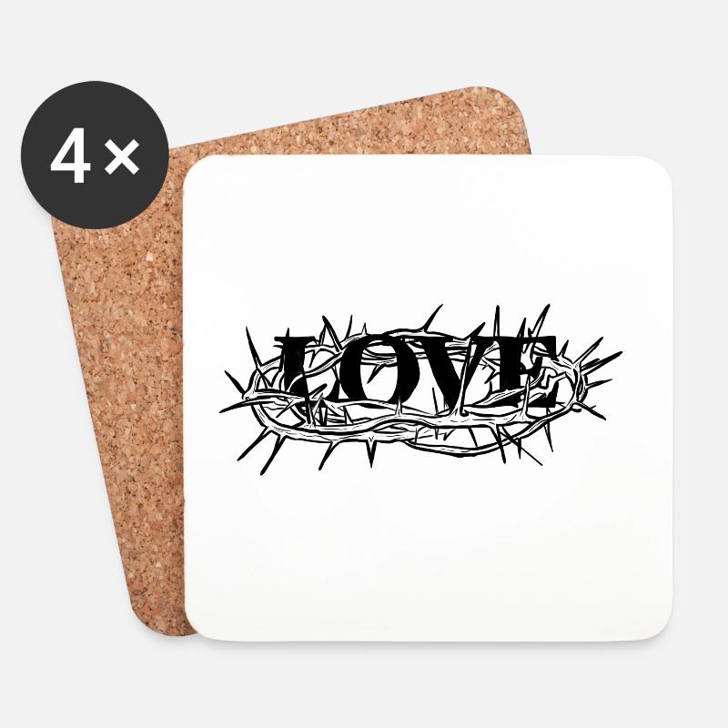 LOVE Dornenkrone Ostern - Untersetzer (4er-Set) - Weiß