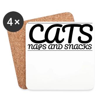 cats - cats naps and snacks - Coasters (set of 4) - white - Front