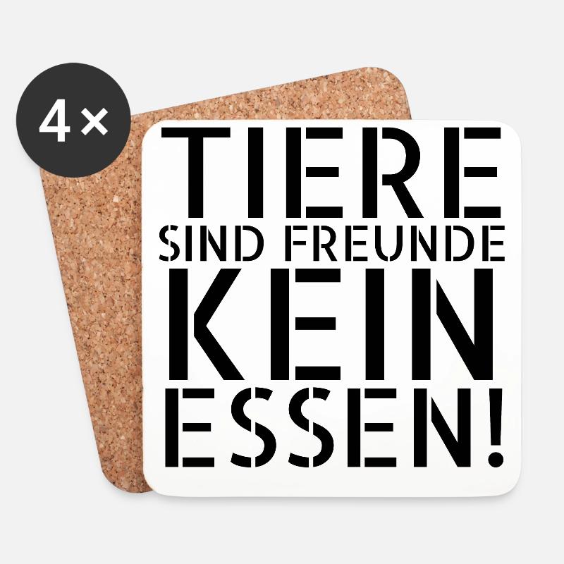 vegan - Tiere sind Freunde - Untersetzer (4er-Set) - Weiß