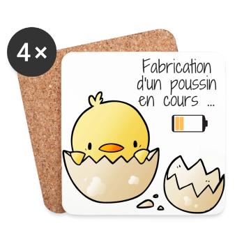 Mum T-shirt Chick making - Coasters (set of 4) - white - Front