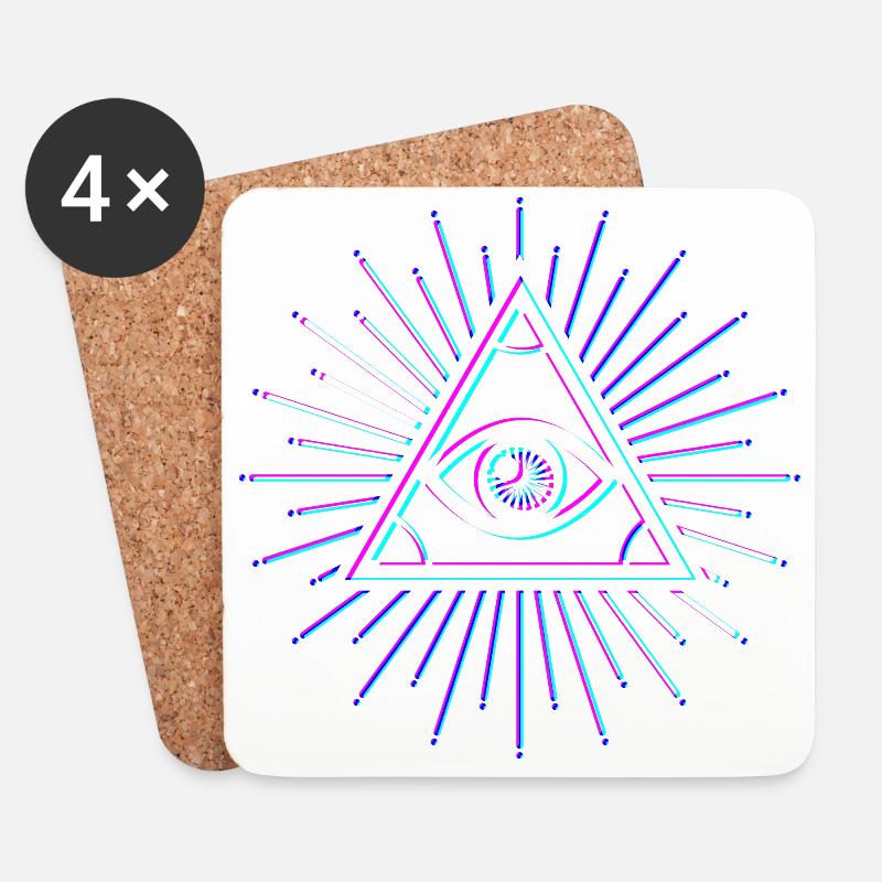 Illuminati all seeing eye blue 3d effect - Untersetzer (4er-Set) - Weiß