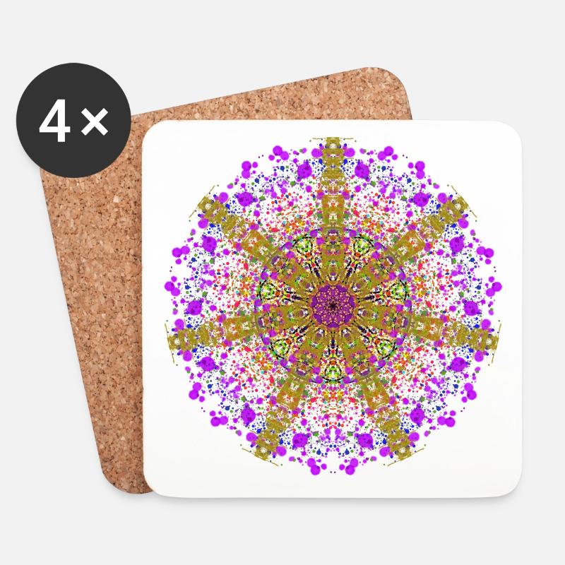 Mandala Psychedelisch 1 - Untersetzer (4er-Set) - Weiß