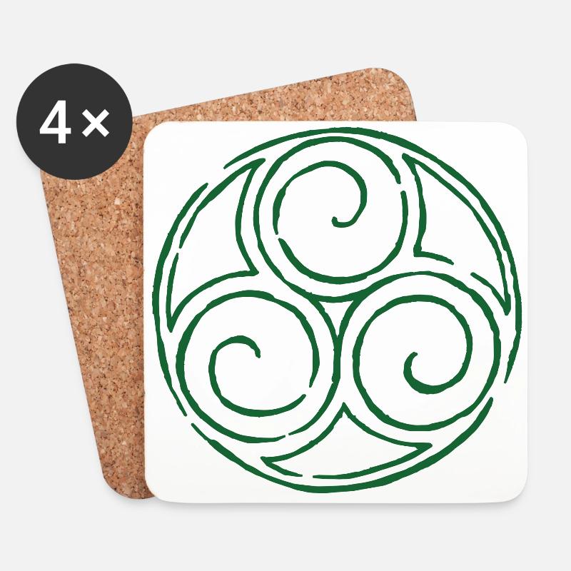 Keltisches Symbol Triskele Spirale grün - Untersetzer (4er-Set) - Weiß