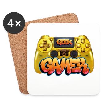 Geek Gamer - Coasters (set of 4) - white - Front