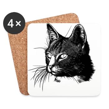 Chat - Dessous de verre (lot de 4) - blanc - Devant