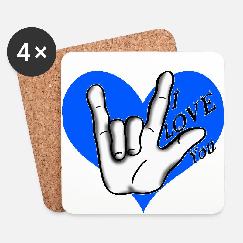 Liebe Liebe Blau - Untersetzer (4er-Set) - Weiß