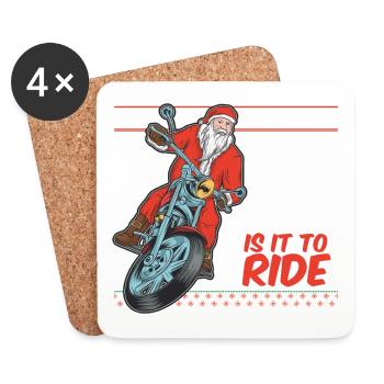 Motorrad Santa für Motorradfans Geschenkidee 🎅🏼 - Untersetzer (4er-Set) - Weiß - Vorne