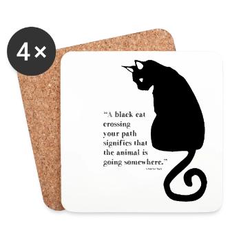 Chat noir et Groucho Marx - Dessous de verre (lot de 4) - blanc - Devant