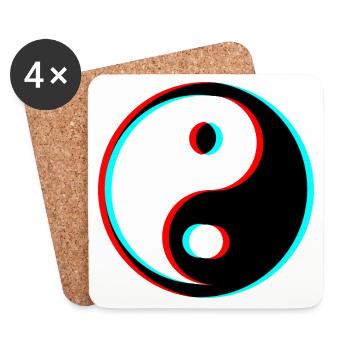 Yin Yang 3d effet filtre tik tok paix - Dessous de verre (lot de 4) - blanc - Devant