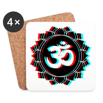 Om Goa 3d Effect Schriftzug Lotus Blume - Untersetzer (4er-Set) - Weiß - Vorne