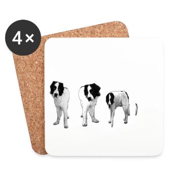 Landseer-Hund--Geschenkidee - Untersetzer (4er-Set) - Weiß - Vorne
