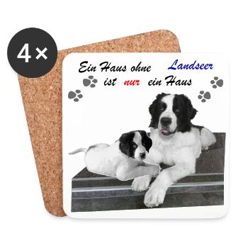 Idée cadeau chien Landseer - Dessous de verre (lot de 4) - blanc - Devant