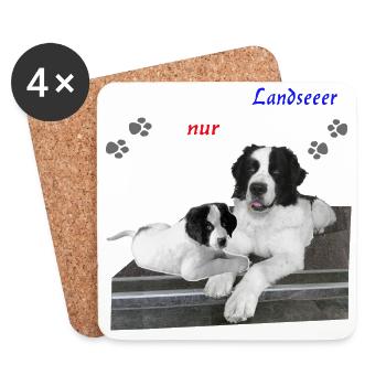 Hund-Landseer-Geschenkidee - Untersetzer (4er-Set) - Weiß - Vorne