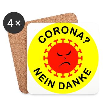 CORONA? NEIN DANKE - Untersetzer (4er-Set) - Weiß - Vorne