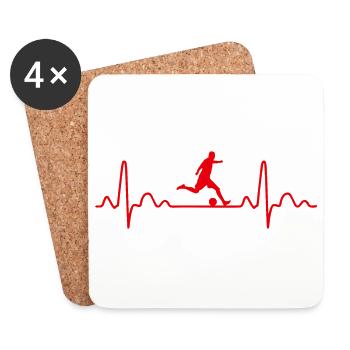 Heartbeat Soccer Idée cadeau drôle - Dessous de verre (lot de 4) - blanc - Devant