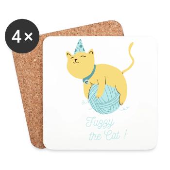 floue le chat mignon - Dessous de verre (lot de 4) - blanc - Devant