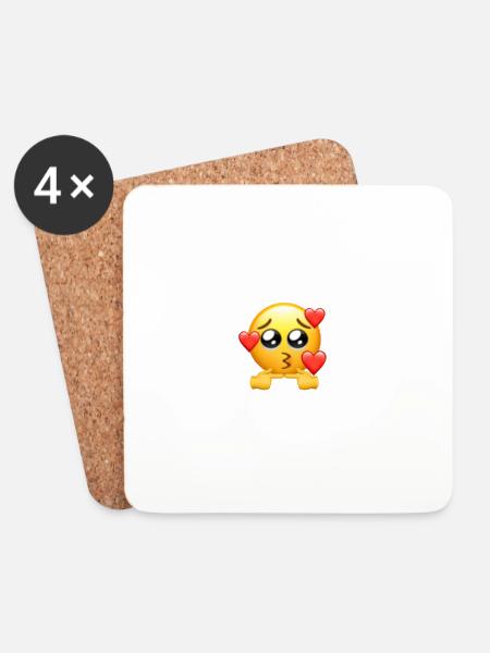 Shy Emoji - Untersetzer (4er-Set) - Weiß