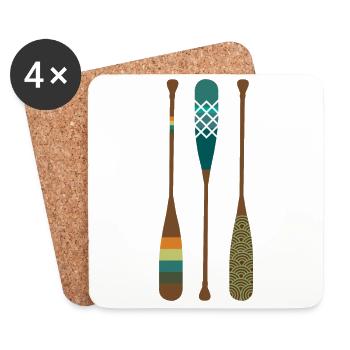 Trois pagaies idée cadeau fan de canoë coloré - Dessous de verre (lot de 4) - blanc - Devant