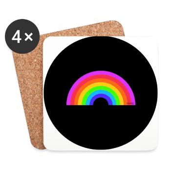 Regenbogen auf Schwarz - Untersetzer (4er-Set) - Weiß - Vorne