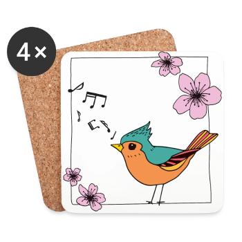 Singing bird - Coasters (set of 4) - white - Front
