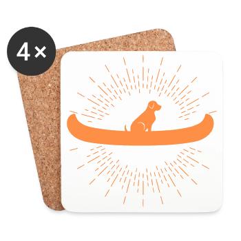 Kanu Hund Kanufahrer Lustige Geschenkidee - Untersetzer (4er-Set) - Weiß - Vorne