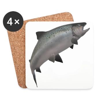3D Lachs - Untersetzer (4er-Set) - Weiß - Vorne