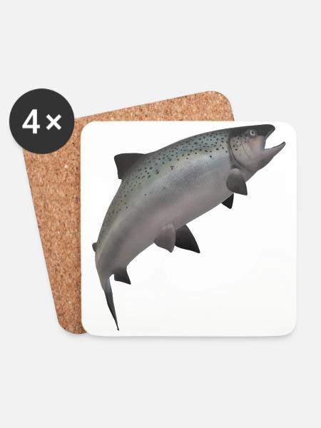 3D salmon - Coasters (set of 4) - white