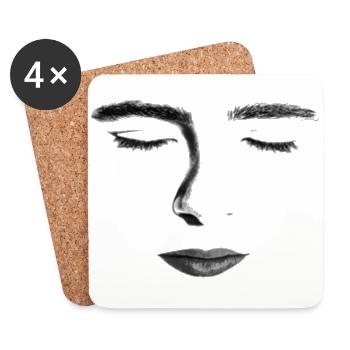 Sensual face of a beautiful woman - Coasters (set of 4) - white - Front