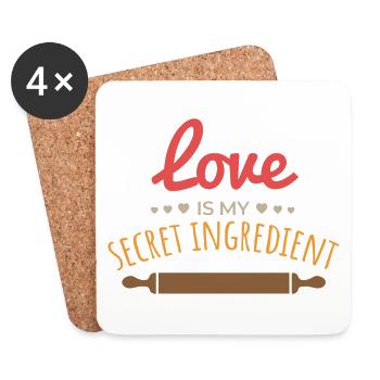 Cooking Love is my secret ingredient gift idea - Coasters (set of 4) - white - Front