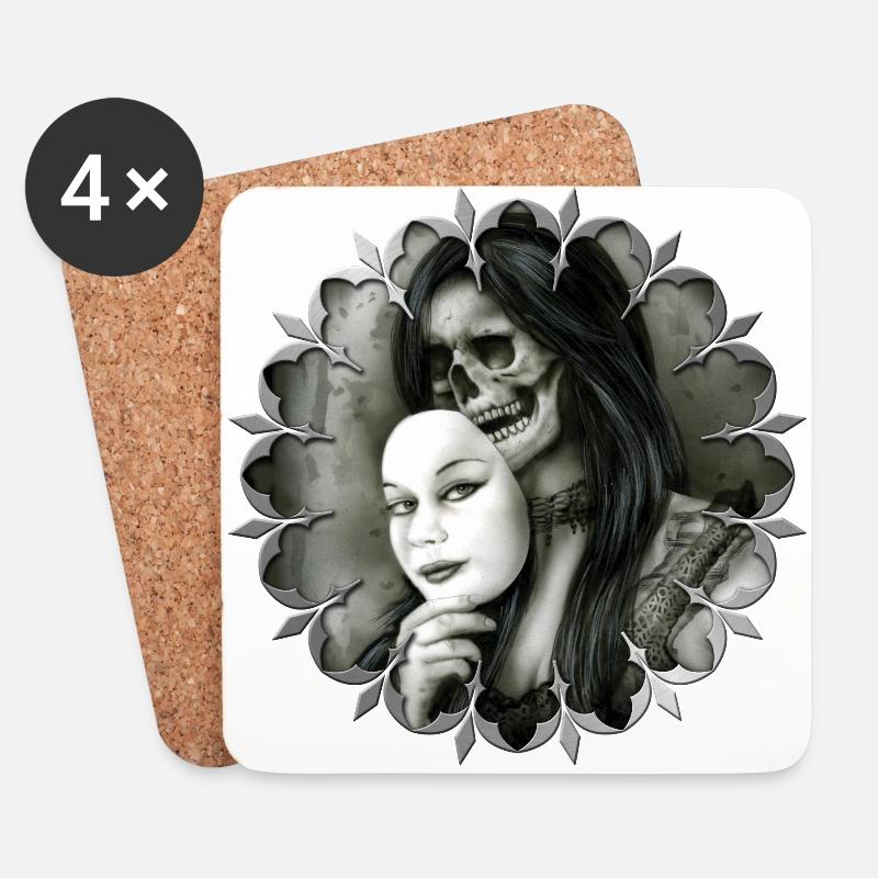 masked Gothic Girl - Untersetzer (4er-Set) - Weiß