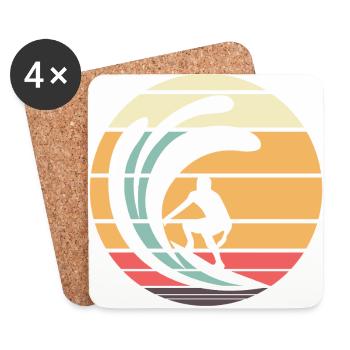 Retro Surfer - Untersetzer (4er-Set) - Weiß - Vorne