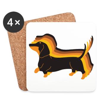 Happy Dachshund Retro Dachshund is looking forward to walking - Coasters (set of 4) - white - Front
