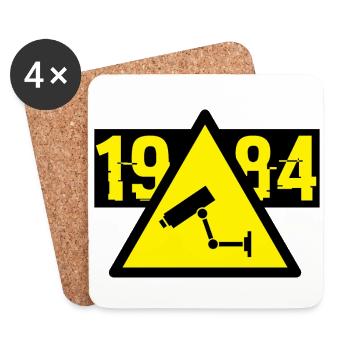 1984 George Orwell Überwachung - Untersetzer (4er-Set) - Weiß - Vorne