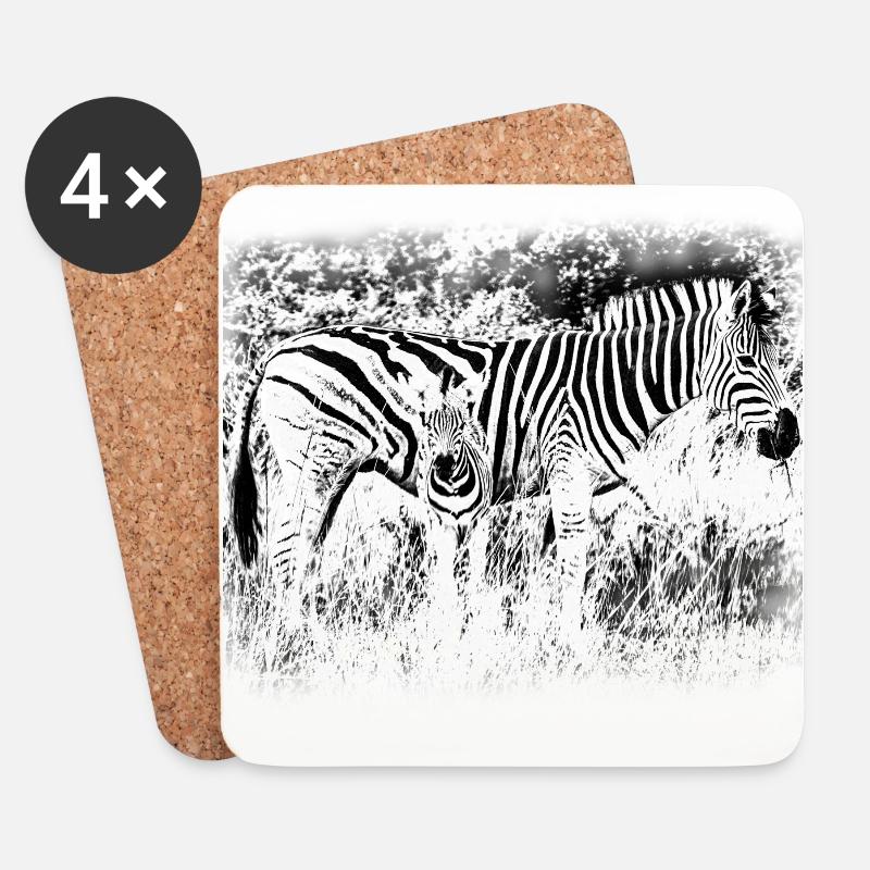 Zebras - Untersetzer (4er-Set) - Weiß
