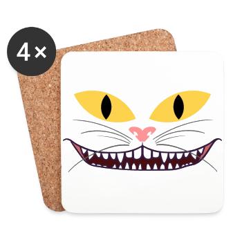 Katzenmaske Katze Katzen Mundschutz Katzenmama Cat - Untersetzer (4er-Set) - Weiß - Vorne