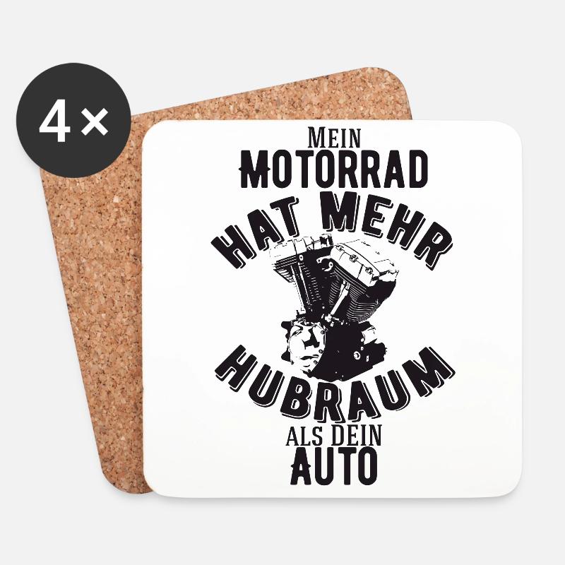 Mein Motorrad hat mehr Hubraum als dein Auto - Untersetzer (4er-Set) - Weiß