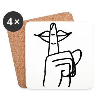 Everyday Mask Mouth Finger Quiet - Coasters (set of 4) - white - Front