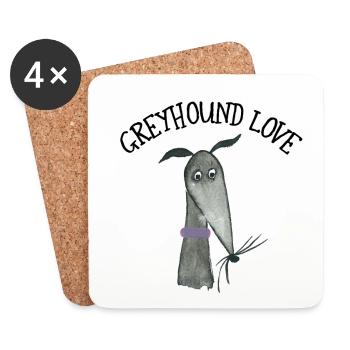 Greyhound Love lévrier noir - Dessous de verre (lot de 4) - blanc - Devant